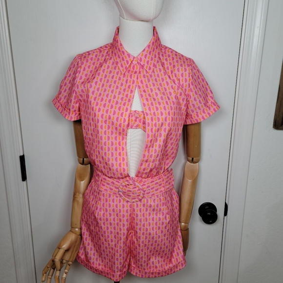 Hello Molly Sunny Babe Pink Retro Beach Romper Size 2 - Picture 2 of 13